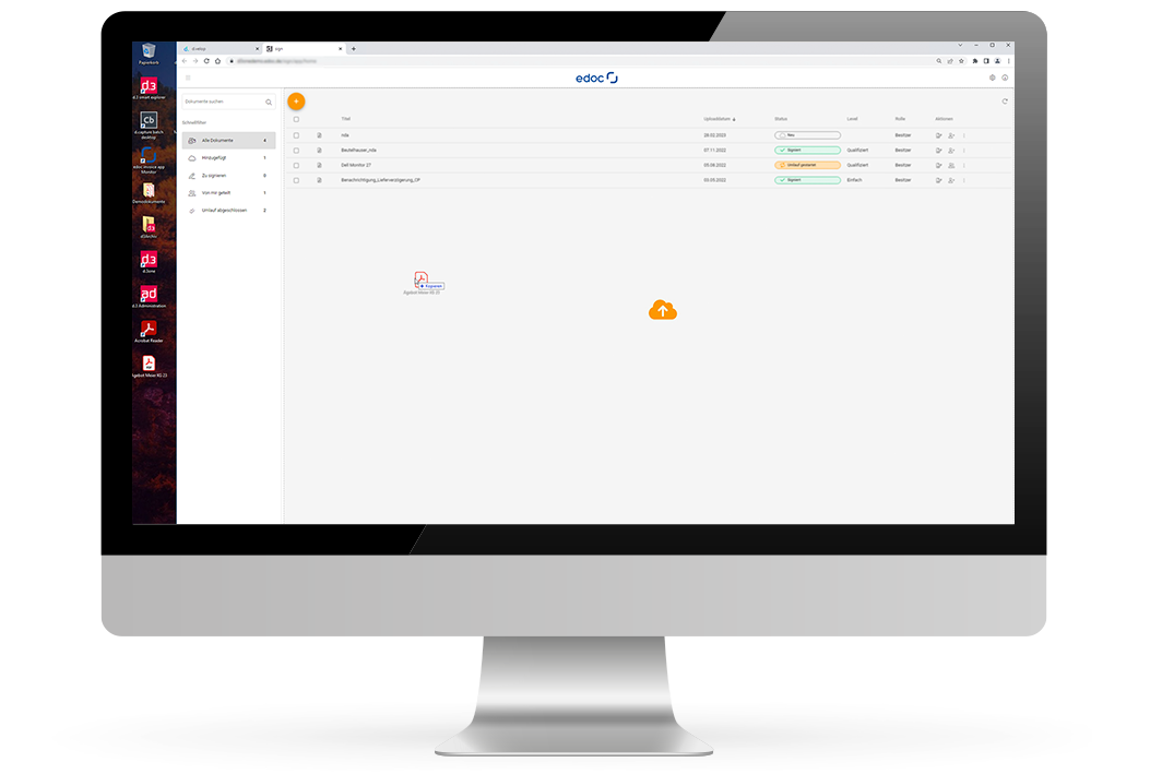 Digitale Unterschrift mit edoc | Dokumente hochladen