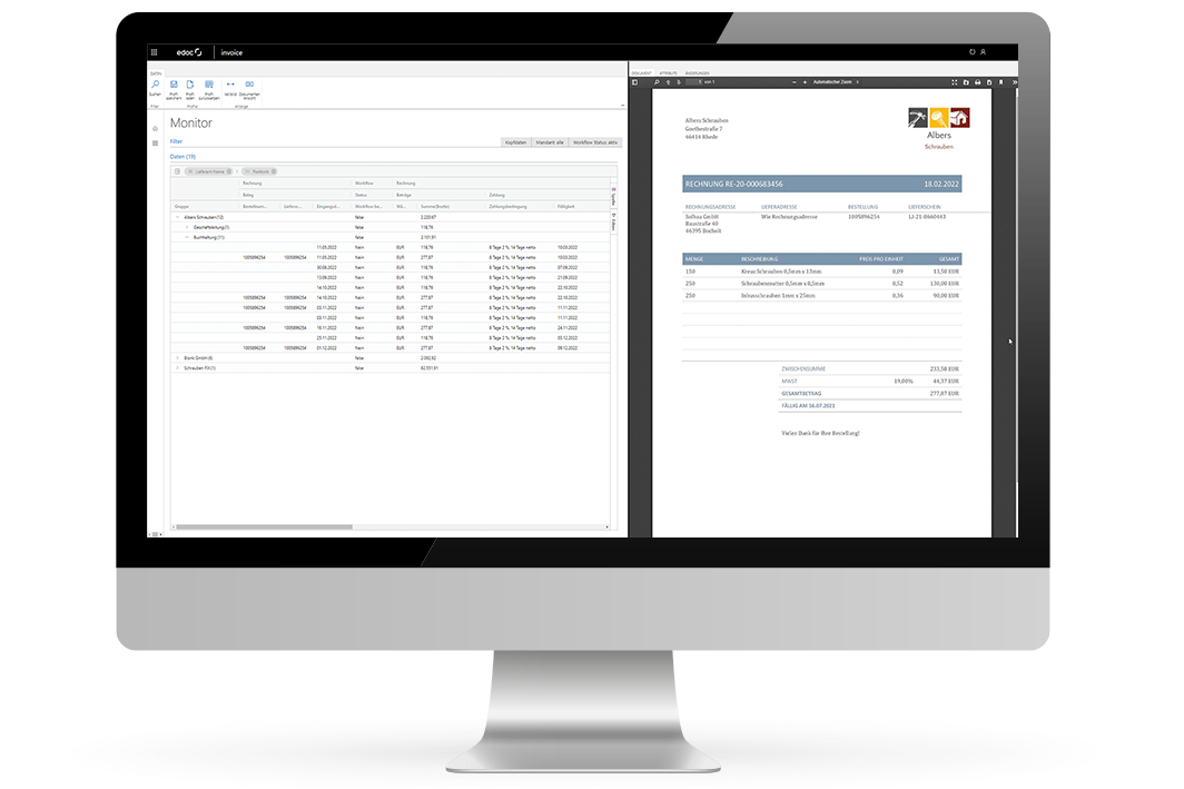 edoc invoice app - Monitor | ERV mit edoc