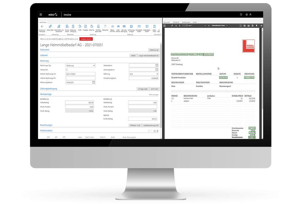 edoc invoice app - Belegleser | ERV mit edoc