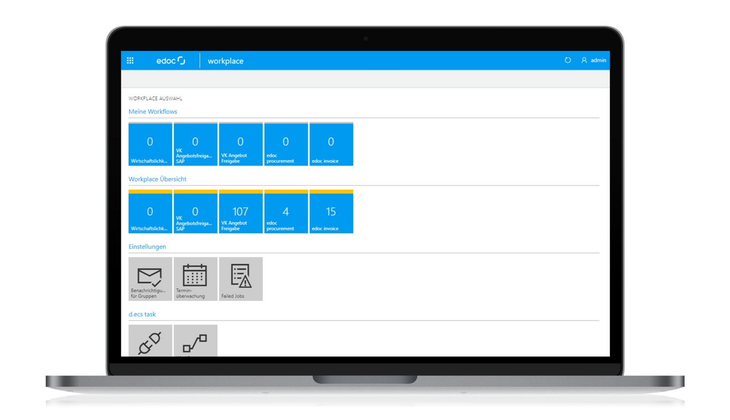 edoc automate Software Übersicht Workplace für alle Prozesse